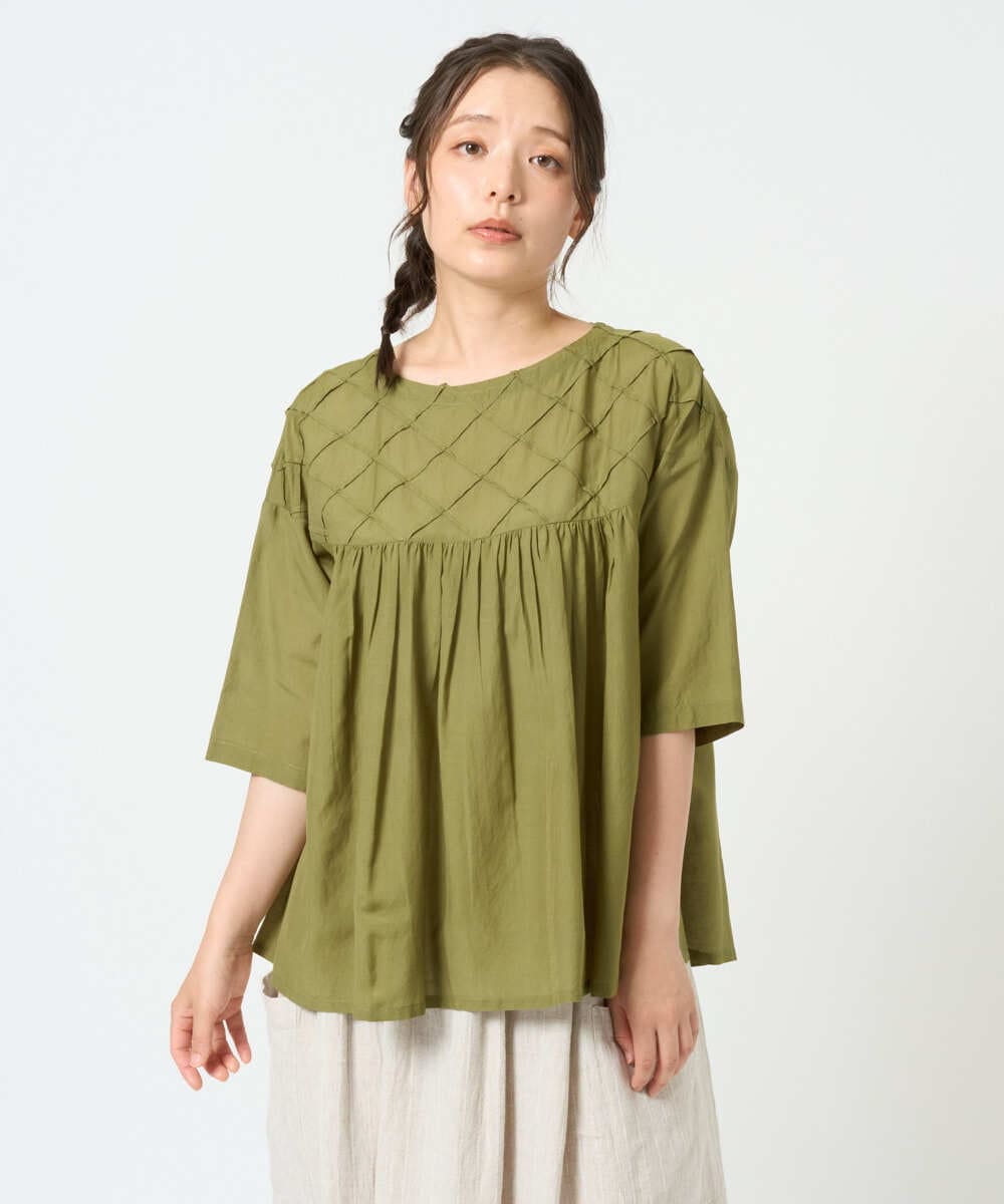 NGBHD68180 GIANNI LO GIUDICE [洗える]コットンレーヨンボイルプルオーバーブラウス