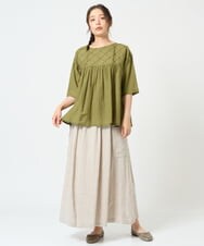 NGBHD68180 GIANNI LO GIUDICE(ジャンニ ロ ジュディチェ) [洗える]コットンレーヨンボイルプルオーバーブラウス グリーン
