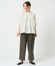 NGBHD68180 GIANNI LO GIUDICE(ジャンニ ロ ジュディチェ) [洗える]コットンレーヨンボイルプルオーバーブラウス グリーン
