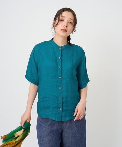 NGBHE60230 GIANNI LO GIUDICE 【洗える】麻シャンブレープリントブラウス