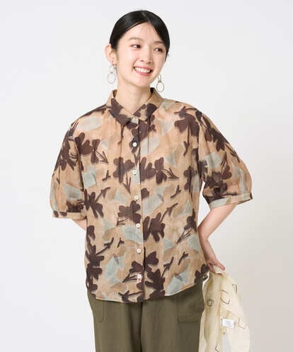 NGBHE62270 GIANNI LO GIUDICE [洗える]リネンフラワープリントブラウス