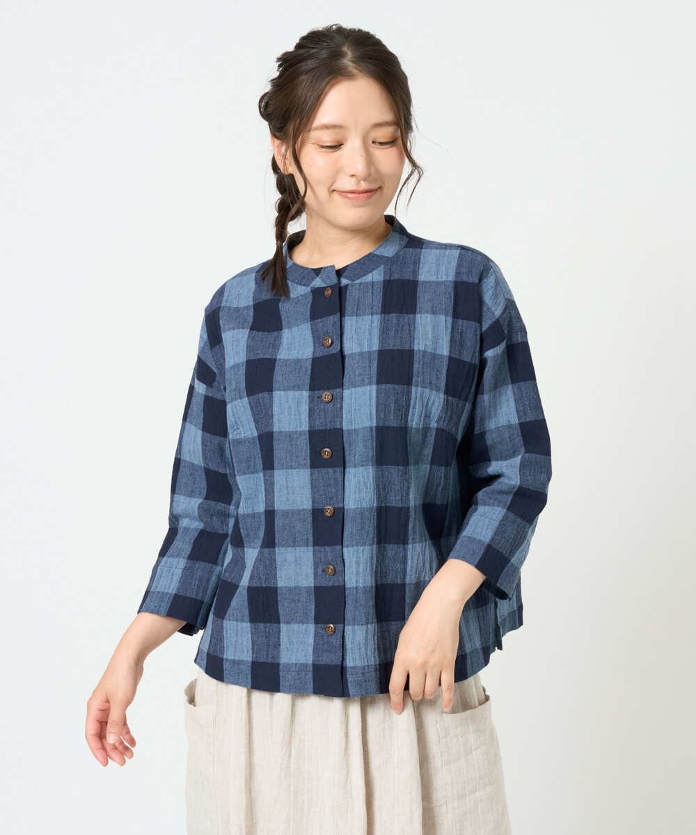 NGBHF07300 GIANNI LO GIUDICE [洗える・日本製]先染めブロックチェックブラウス