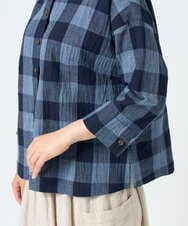 NGBHF07300 GIANNI LO GIUDICE(ジャンニ ロ ジュディチェ) [洗える・日本製]先染めブロックチェックブラウス ブルー