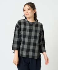 NGBHF07300 GIANNI LO GIUDICE(ジャンニ ロ ジュディチェ) [洗える・日本製]先染めブロックチェックブラウス ブルー