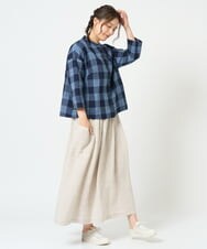 NGBHF07300 GIANNI LO GIUDICE(ジャンニ ロ ジュディチェ) [洗える・日本製]先染めブロックチェックブラウス ブルー