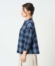 NGBHF07300 GIANNI LO GIUDICE(ジャンニ ロ ジュディチェ) [洗える・日本製]先染めブロックチェックブラウス ブルー