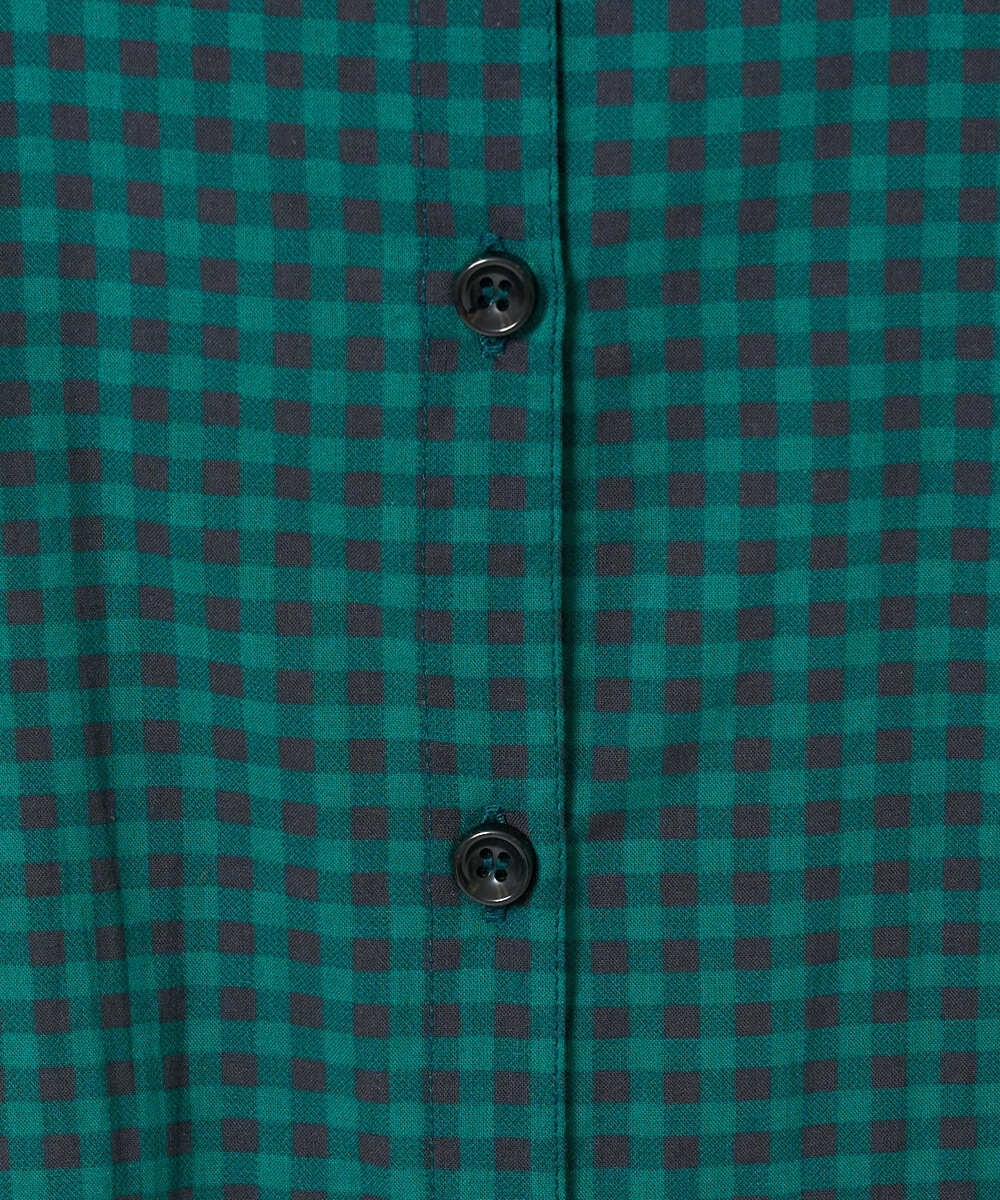 NGBHF64210 GIANNI LO GIUDICE(ジャンニ ロ ジュディチェ) [洗える]コットンギンガムプリントブラウス グリーン