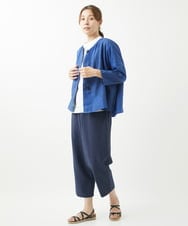 NGBHW02270 GIANNI LO GIUDICE(ジャンニ ロ ジュディチェ) [洗える]リネンビッグドットプリントブラウス ブルー