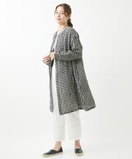 NGBHW04330 GIANNI LO GIUDICE(ジャンニ ロ ジュディチェ) [洗える]先染めギンガムチェック綿麻ロングブラウス ブラック