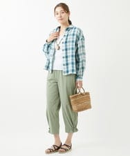 NGBHW05290 GIANNI LO GIUDICE(ジャンニ ロ ジュディチェ) [洗える・日本製]東炊きチェック柄ブラウス ライトブルー
