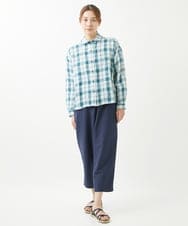 NGBHW05290 GIANNI LO GIUDICE(ジャンニ ロ ジュディチェ) [洗える・日本製]東炊きチェック柄ブラウス ライトブルー