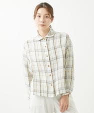 NGBHW05290 GIANNI LO GIUDICE(ジャンニ ロ ジュディチェ) [洗える・日本製]東炊きチェック柄ブラウス アイボリー