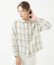 NGBHW05290 GIANNI LO GIUDICE(ジャンニ ロ ジュディチェ) [洗える・日本製]東炊きチェック柄ブラウス アイボリー