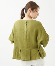 NGBHW06230 GIANNI LO GIUDICE(ジャンニ ロ ジュディチェ) [洗える]ウォッシャブルリネン刺繍半袖ブラウス グリーン