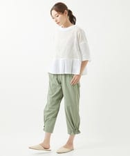 NGBHW06230 GIANNI LO GIUDICE(ジャンニ ロ ジュディチェ) [洗える]ウォッシャブルリネン刺繍半袖ブラウス ホワイト