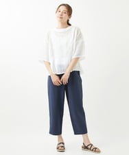 NGBHW06230 GIANNI LO GIUDICE(ジャンニ ロ ジュディチェ) [洗える]ウォッシャブルリネン刺繍半袖ブラウス ホワイト