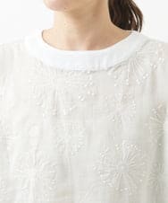 NGBHW06230 GIANNI LO GIUDICE(ジャンニ ロ ジュディチェ) [洗える]ウォッシャブルリネン刺繍半袖ブラウス ホワイト