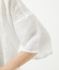 NGBHW06230 GIANNI LO GIUDICE(ジャンニ ロ ジュディチェ) [洗える]ウォッシャブルリネン刺繍半袖ブラウス ホワイト
