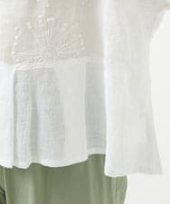 NGBHW06230 GIANNI LO GIUDICE(ジャンニ ロ ジュディチェ) [洗える]ウォッシャブルリネン刺繍半袖ブラウス ホワイト