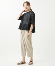 NGBHW06230 GIANNI LO GIUDICE(ジャンニ ロ ジュディチェ) [洗える]ウォッシャブルリネン刺繍半袖ブラウス ブラック