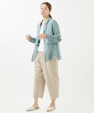 NGBHW10180 GIANNI LO GIUDICE(ジャンニ ロ ジュディチェ) [洗える]シャーリングストライプシャツブラウス ライトグリーン