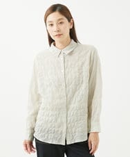 NGBHW10180 GIANNI LO GIUDICE(ジャンニ ロ ジュディチェ) [洗える]シャーリングストライプシャツブラウス アイボリー