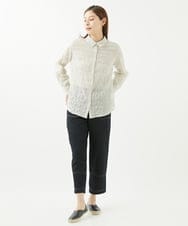 NGBHW10180 GIANNI LO GIUDICE(ジャンニ ロ ジュディチェ) [洗える]シャーリングストライプシャツブラウス アイボリー