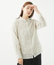 NGBHW10180 GIANNI LO GIUDICE(ジャンニ ロ ジュディチェ) [洗える]シャーリングストライプシャツブラウス アイボリー