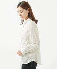 NGBHW10180 GIANNI LO GIUDICE(ジャンニ ロ ジュディチェ) [洗える]シャーリングストライプシャツブラウス アイボリー