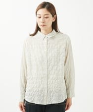 NGBHW10180 GIANNI LO GIUDICE(ジャンニ ロ ジュディチェ) [洗える]シャーリングストライプシャツブラウス アイボリー
