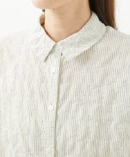 NGBHW10180 GIANNI LO GIUDICE(ジャンニ ロ ジュディチェ) [洗える]シャーリングストライプシャツブラウス アイボリー