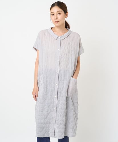 NGBHW21270 GIANNI LO GIUDICE [洗える]シャーリング無地ロングブラウス
