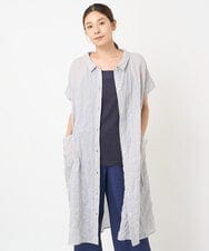 NGBHW21270 GIANNI LO GIUDICE(ジャンニ ロ ジュディチェ) [洗える]シャーリング無地ロングブラウス ライトグレー