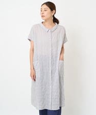 NGBHW21270 GIANNI LO GIUDICE(ジャンニ ロ ジュディチェ) [洗える]シャーリング無地ロングブラウス ライトグレー