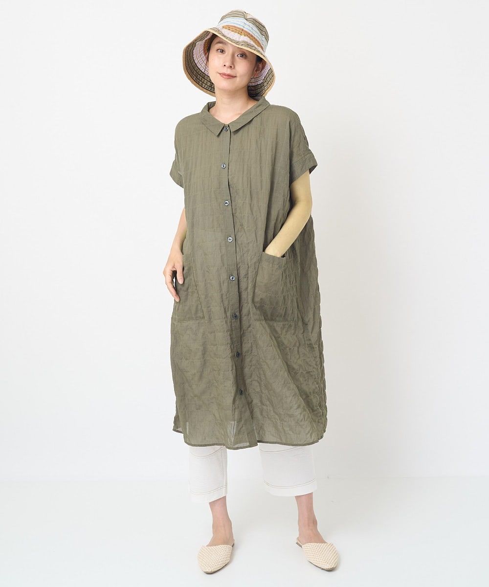 NGBHW21270 GIANNI LO GIUDICE(ジャンニ ロ ジュディチェ) [洗える]シャーリング無地ロングブラウス ダークグレー
