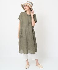 NGBHW21270 GIANNI LO GIUDICE(ジャンニ ロ ジュディチェ) [洗える]シャーリング無地ロングブラウス ダークグレー