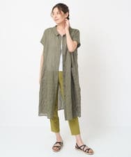 NGBHW21270 GIANNI LO GIUDICE(ジャンニ ロ ジュディチェ) [洗える]シャーリング無地ロングブラウス ダークグレー