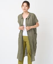 NGBHW21270 GIANNI LO GIUDICE(ジャンニ ロ ジュディチェ) [洗える]シャーリング無地ロングブラウス ダークグレー