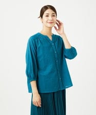 NGBJB01330 GIANNI LO GIUDICE(ジャンニ ロ ジュディチェ) [洗える・日本製]ミラクルウェーブブラウス ターコイズブルー