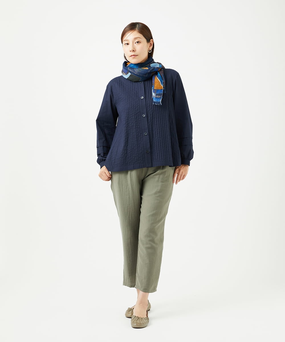 NGBJB10330 GIANNI LO GIUDICE(ジャンニ ロ ジュディチェ) [洗える]コットンローンピンタックブラウス ネイビー