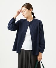 NGBJB10330 GIANNI LO GIUDICE(ジャンニ ロ ジュディチェ) [洗える]コットンローンピンタックブラウス ネイビー