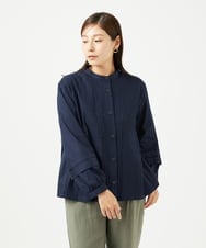 NGBJB10330 GIANNI LO GIUDICE(ジャンニ ロ ジュディチェ) [洗える]コットンローンピンタックブラウス ネイビー