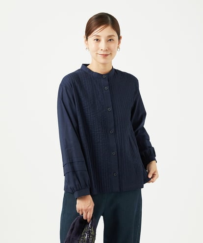 NGBJB10330 GIANNI LO GIUDICE [洗える]コットンローンピンタックブラウス