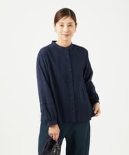 NGBJB10330 GIANNI LO GIUDICE(ジャンニ ロ ジュディチェ) [洗える]コットンローンピンタックブラウス ネイビー