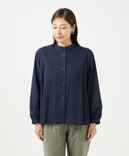 NGBJB10330 GIANNI LO GIUDICE(ジャンニ ロ ジュディチェ) [洗える]コットンローンピンタックブラウス ネイビー