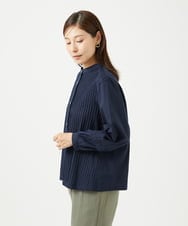 NGBJB10330 GIANNI LO GIUDICE(ジャンニ ロ ジュディチェ) [洗える]コットンローンピンタックブラウス ネイビー