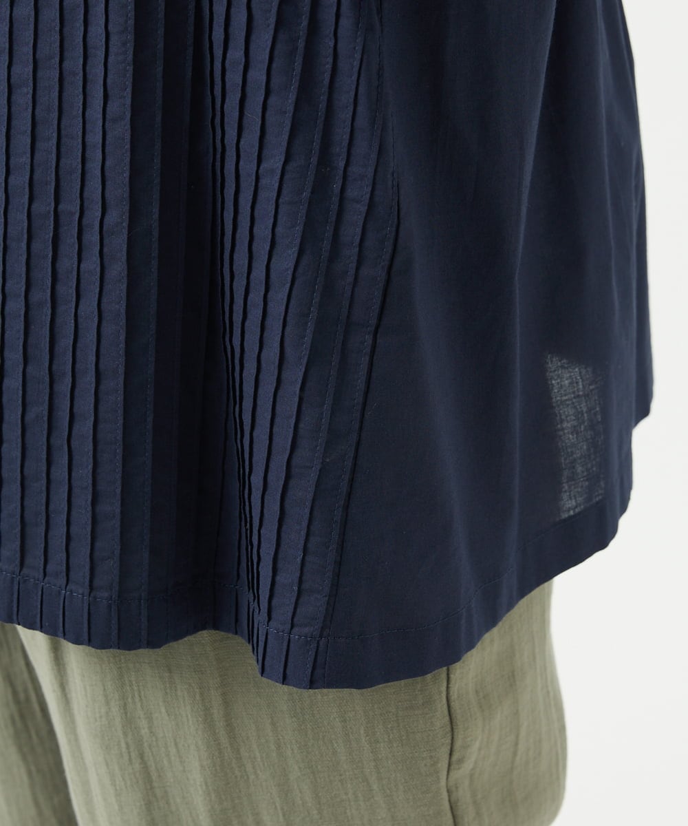 NGBJB10330 GIANNI LO GIUDICE(ジャンニ ロ ジュディチェ) [洗える]コットンローンピンタックブラウス ネイビー