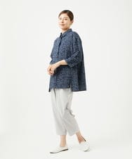 NGBJB11270 GIANNI LO GIUDICE(ジャンニ ロ ジュディチェ) [洗える・日本製]ミラクルウェーブブロックプリントブラウス ネイビー