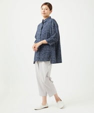 NGBJB11270 GIANNI LO GIUDICE(ジャンニ ロ ジュディチェ) [洗える・日本製]ミラクルウェーブブロックプリントブラウス ネイビー