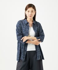 NGBJB11270 GIANNI LO GIUDICE(ジャンニ ロ ジュディチェ) [洗える・日本製]ミラクルウェーブブロックプリントブラウス ネイビー